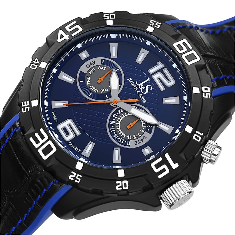 Joshua & Sons Men's Multifunction Swiss Quartz Layered Blue Strap Watch