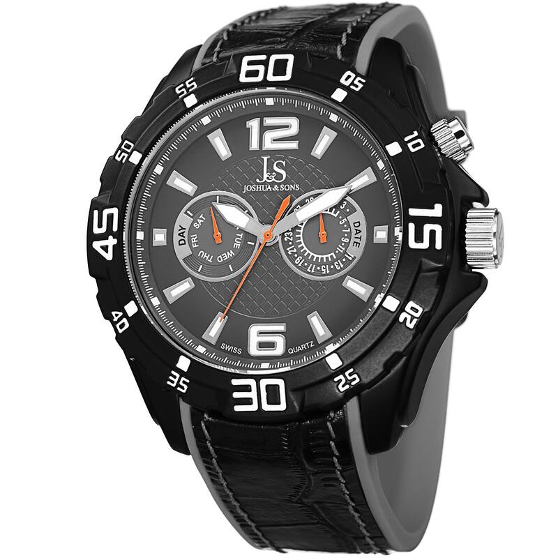 Joshua & Sons Men's Multifunction Swiss Quartz Layered Grey Strap Watch