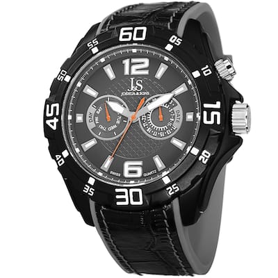Joshua & Sons Men's Multifunction Swiss Quartz Layered Grey Strap Watch