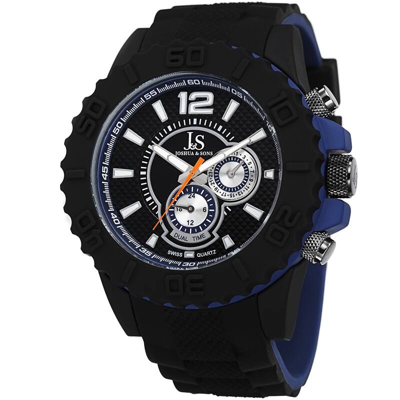 Joshua & Sons Men's Multifunction Dual Time Blue Strap Watch