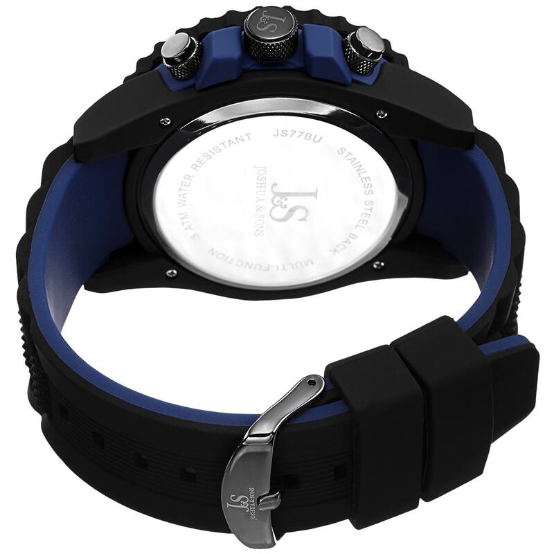 Joshua & Sons Men's Multifunction Dual Time Blue Strap Watch