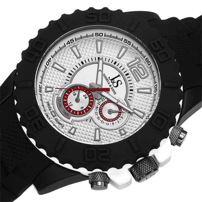 Joshua & Sons Men's Multifunction Dual Time White Strap Watch