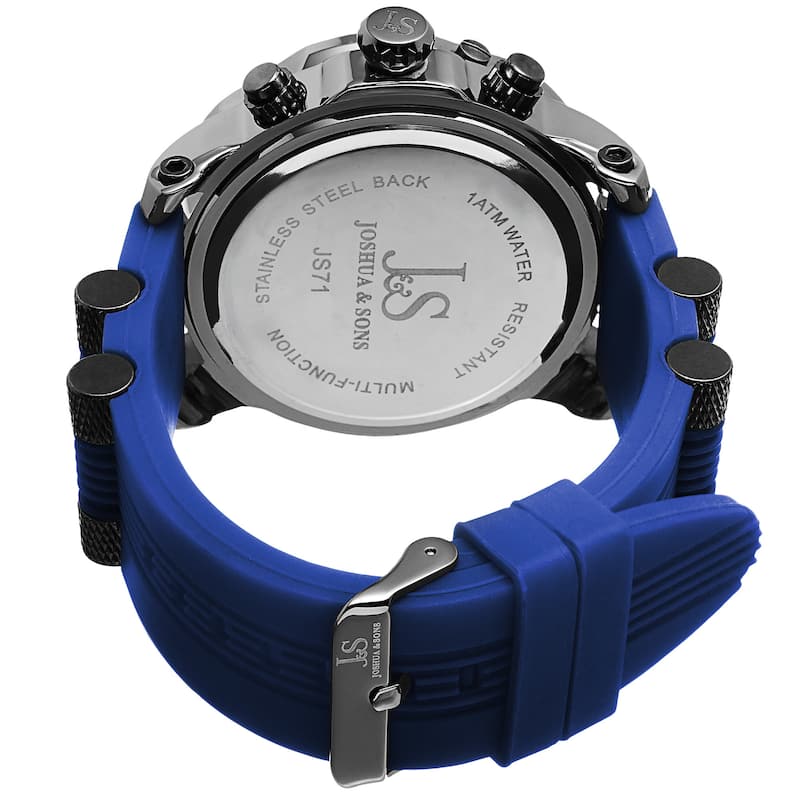 Joshua & Sons Men's Multifunction Swiss Quartz Rubber Blue Strap Watch