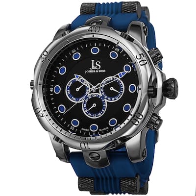 Joshua & Sons Men's Multifunction Swiss Quartz Rubber Blue Strap Watch