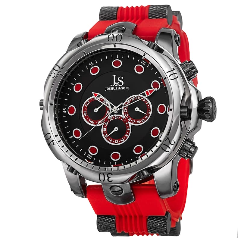 Joshua & Sons Men's Multifunction Swiss Quartz Watch with Rubber Strap