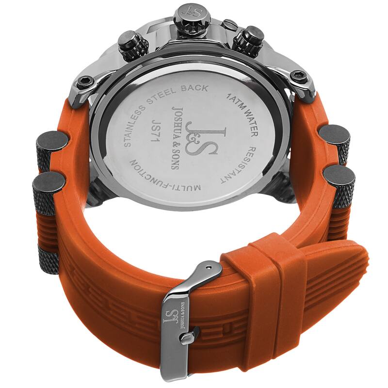 Joshua & Sons Men's Multifunction Swiss Quartz Watch with Rubber Strap