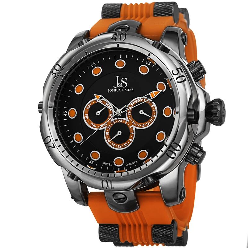 Joshua & Sons Men's Multifunction Swiss Quartz Watch with Rubber Strap