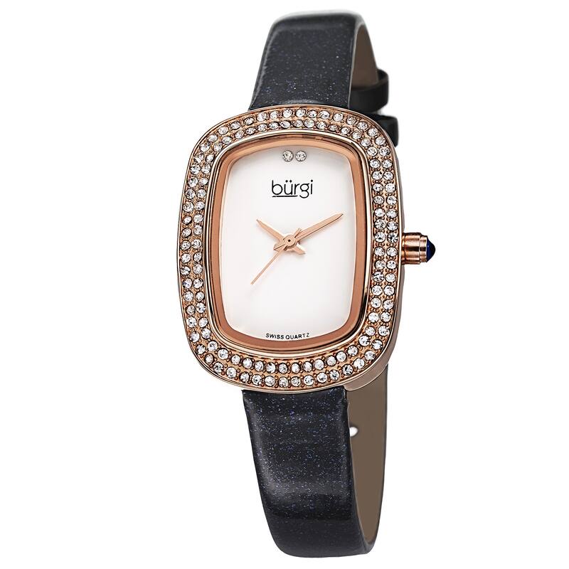 Burgi Women's Swiss Quartz Crystal Grey Strap Watch