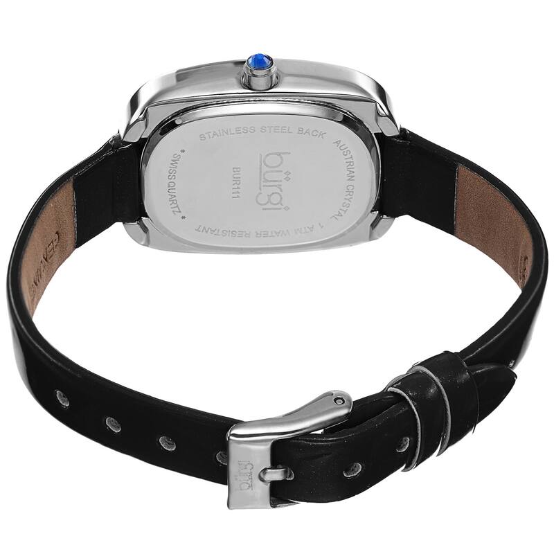 Burgi Women's Swiss Quartz Crystal Silver-Tone Strap Watch