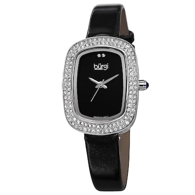 Burgi Women's Swiss Quartz Crystal Silver-Tone Strap Watch
