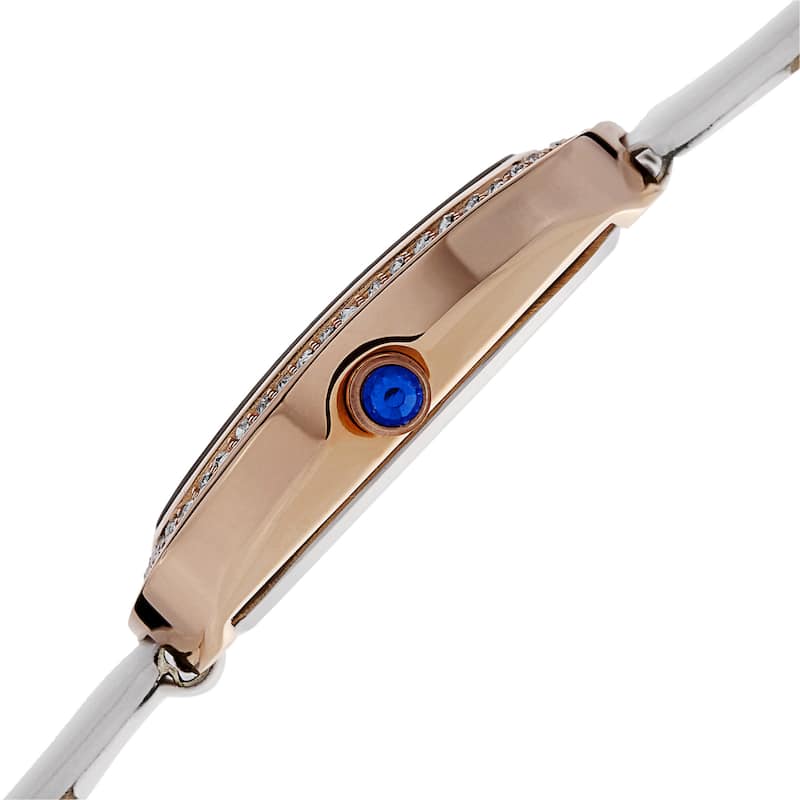 Burgi Women's Swiss Quartz Crystal Rose-Tone Strap Watch
