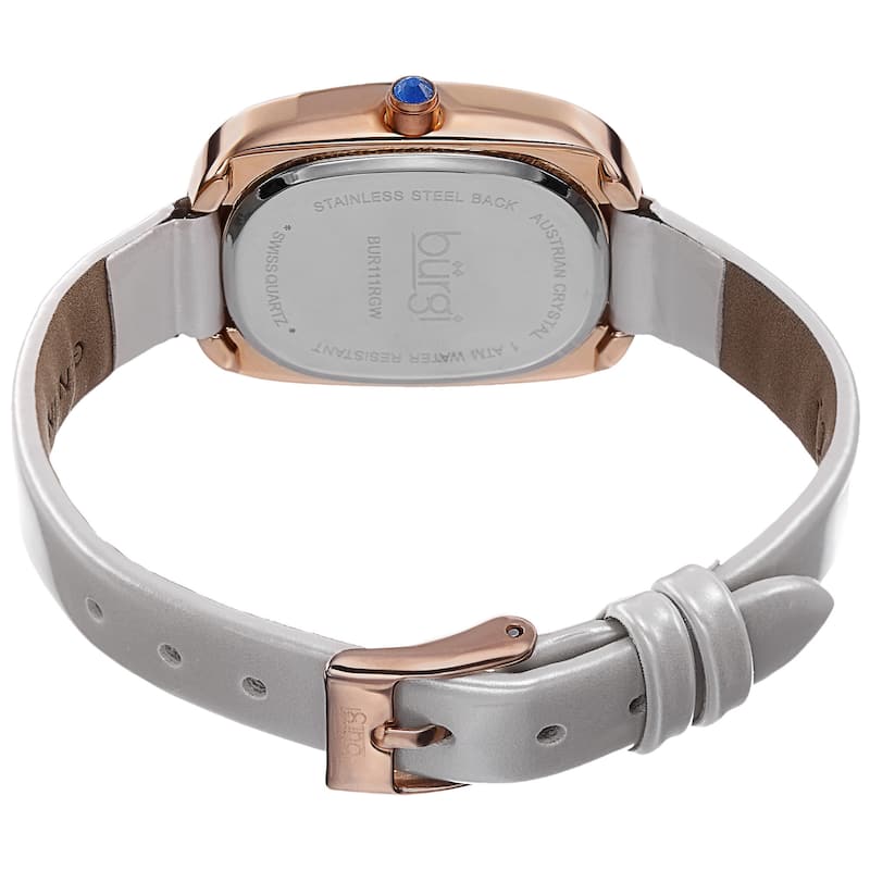 Burgi Women's Swiss Quartz Crystal Rose-Tone Strap Watch