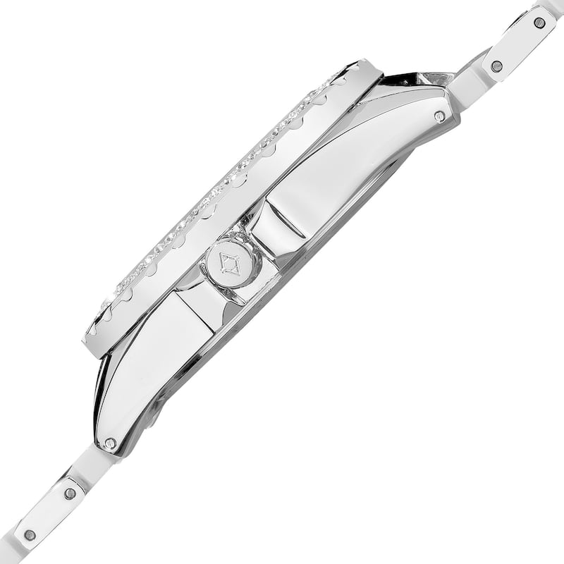 Akribos XXIV Women's Quartz Diamond Silver-Tone Bracelet Watch Set