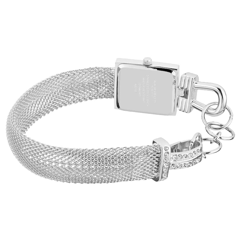 Akribos XXIV Women's Quartz Diamond Silver-Tone Bracelet Watch Set