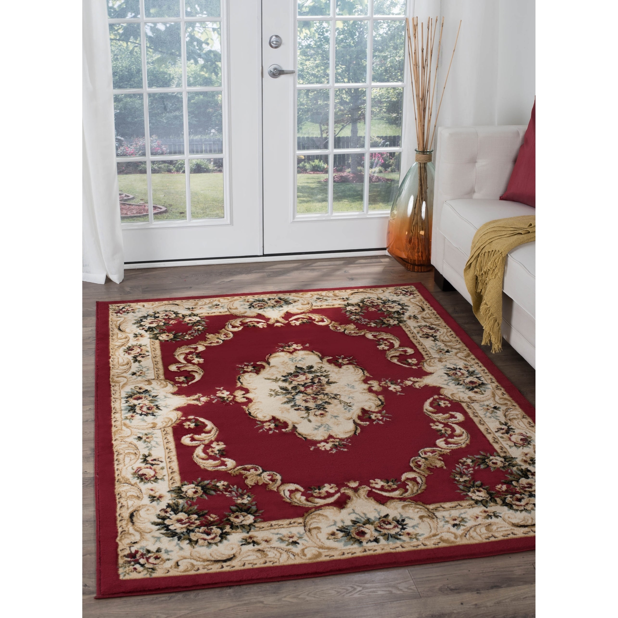 Lagoon Red Traditional Area Rug (93 X 126)