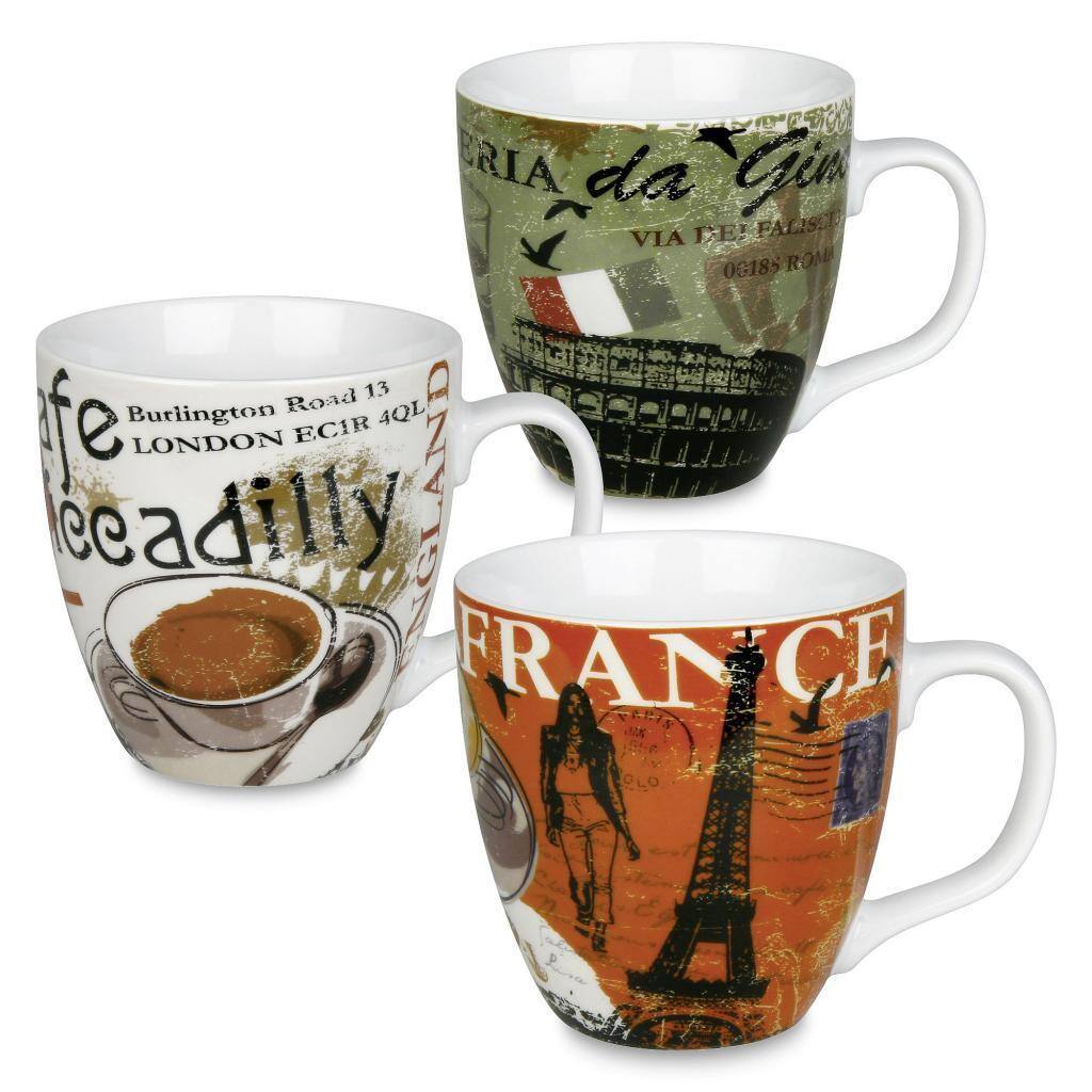 Konitz Cosmopolitan Europe 'Italy, France, England' Mugs (Set of 3)