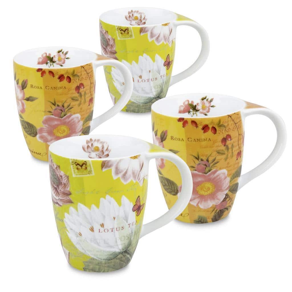 Konitz Lotus and Fruit Tea Flower Mugs (Set of 4)