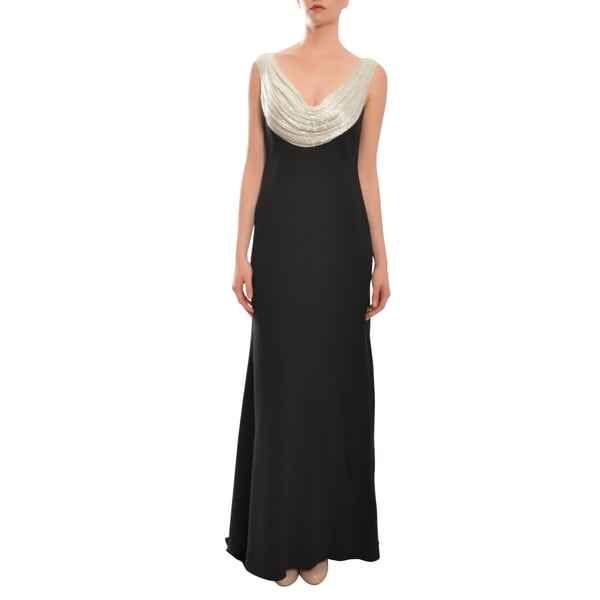 Shop Carmen Marc Valvo Women's Cowl Neck Beaded Two-tone Evening Gown ...