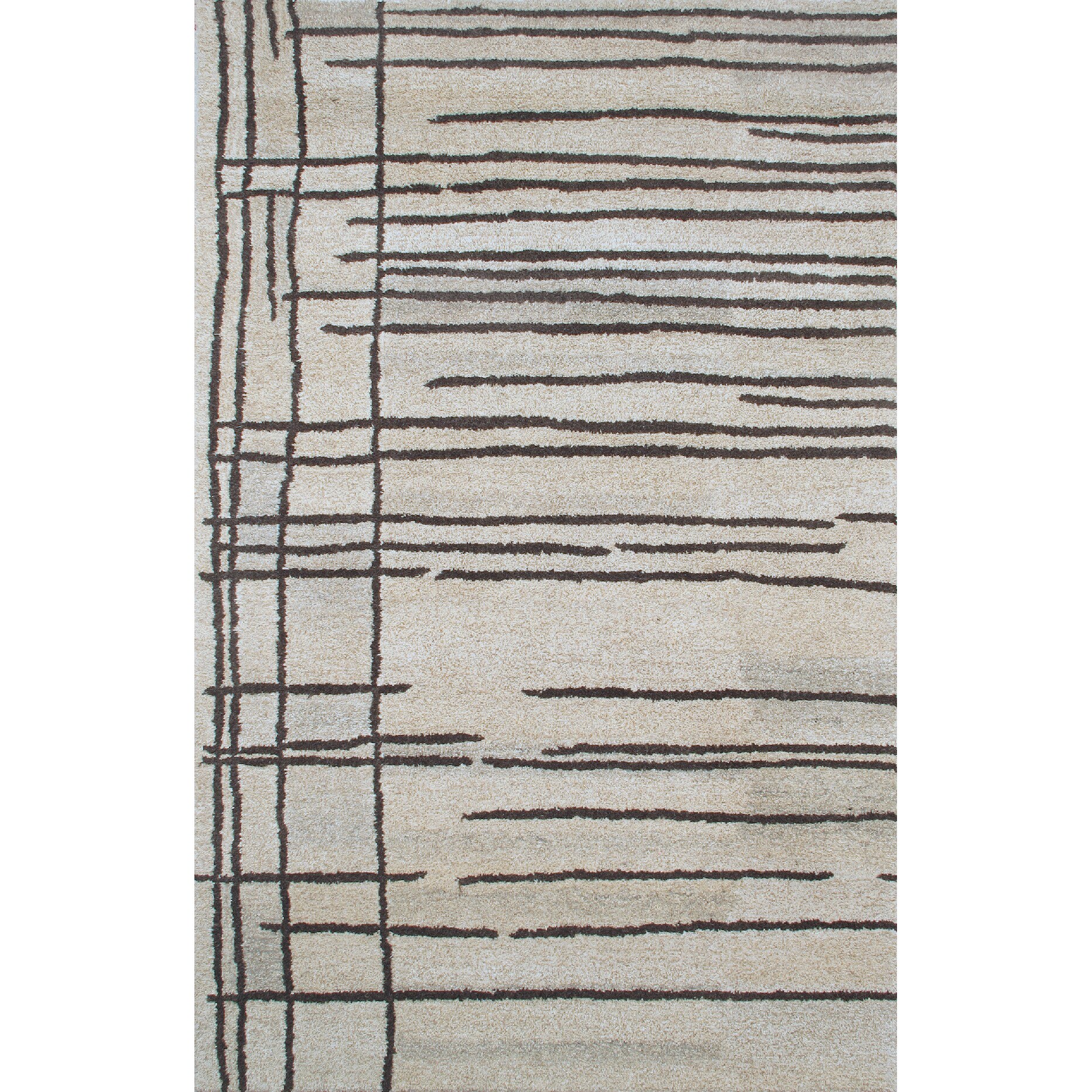 Handmade Moroccan Beige Wool Rug (5 X 8)