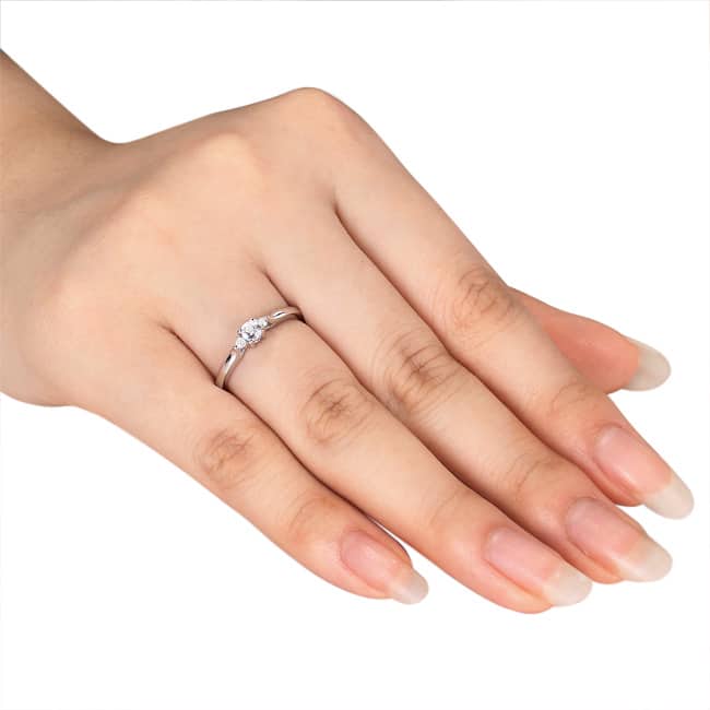 Miadora Sterling Silver Created White Sapphire and Diamond Accent Promise Ring