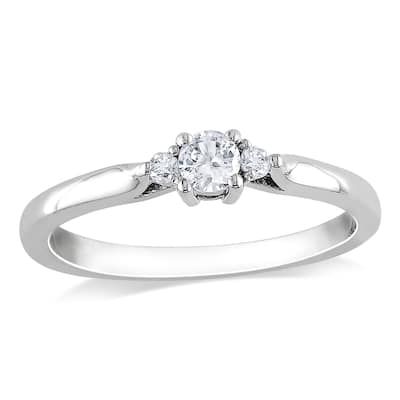 Miadora Sterling Silver Created White Sapphire and Diamond Accent Promise Ring