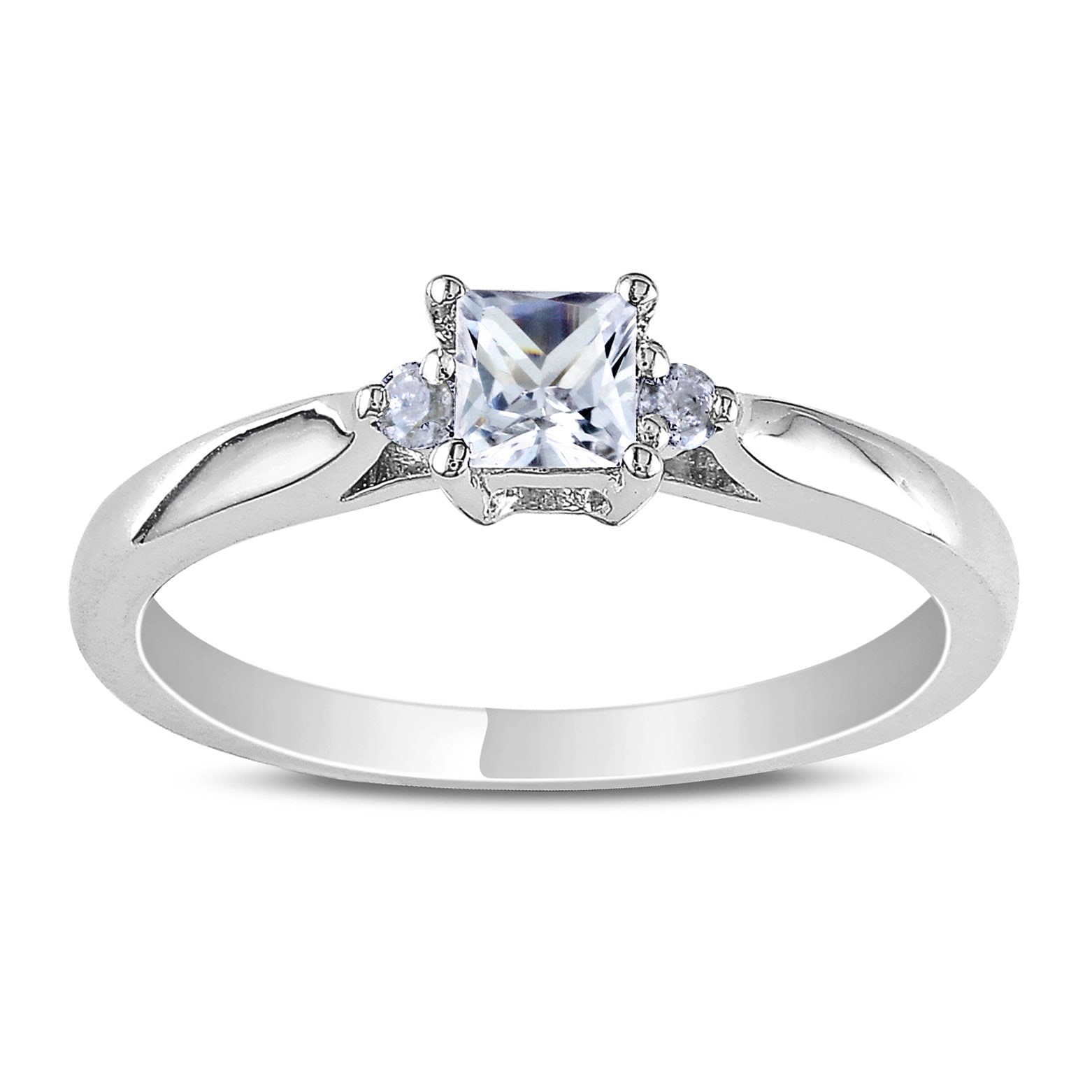 Miadora Sterling Silver Created White Sapphire and Diamond Accent Promise Ring