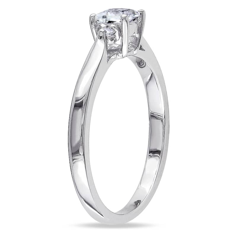 Miadora Sterling Silver Created White Sapphire and Diamond Accent Promise Ring