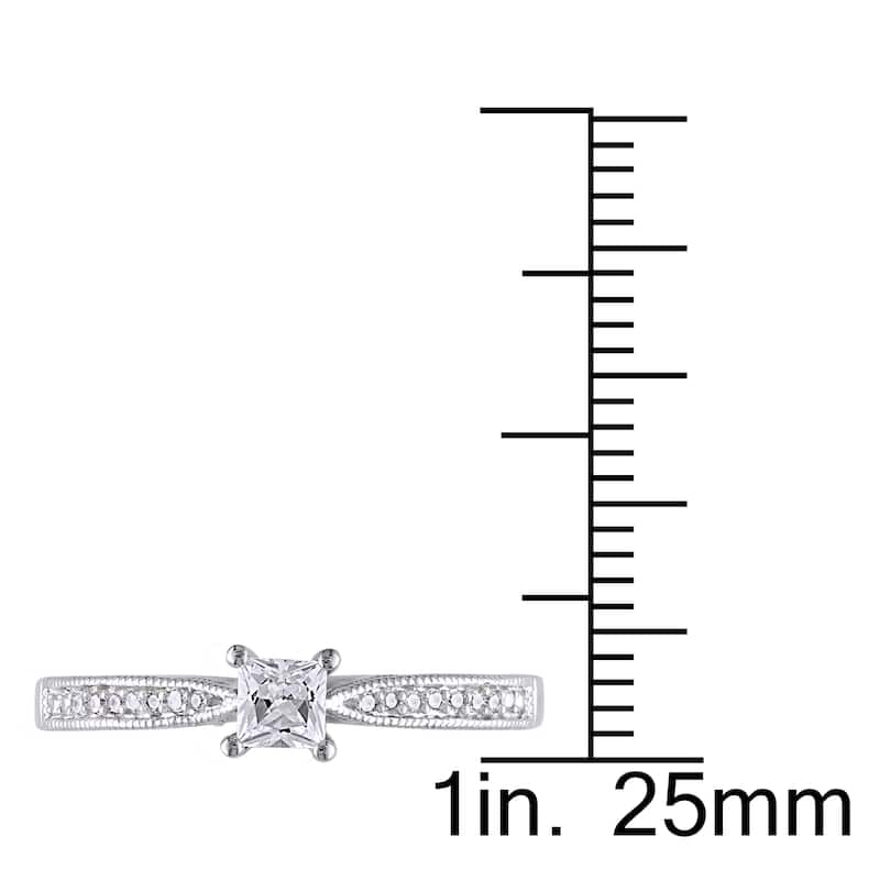 Miadora Sterling Silver Created White Sapphire and Diamond Accent Promise Ring