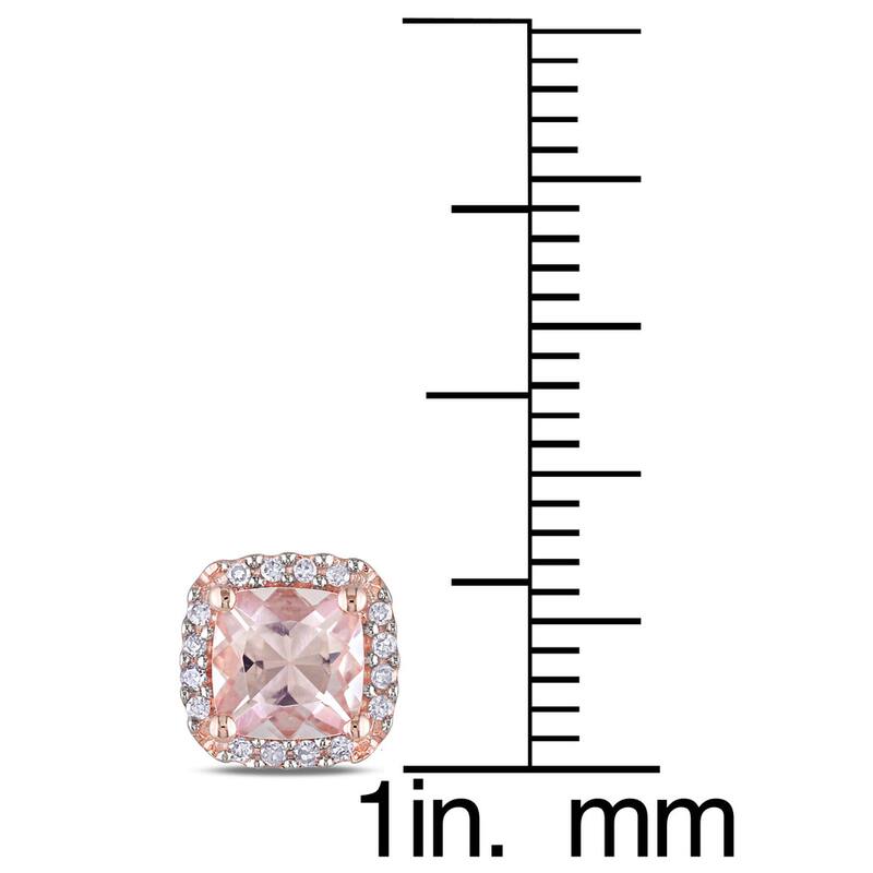 Miadora 10k Rose Gold Morganite and 1/10ct TDW Diamond Stud Earrings
