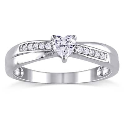 Miadora Sterling Silver Created White Sapphire and Diamond Accent Heart Promise Ring (G-H, I2-I3)