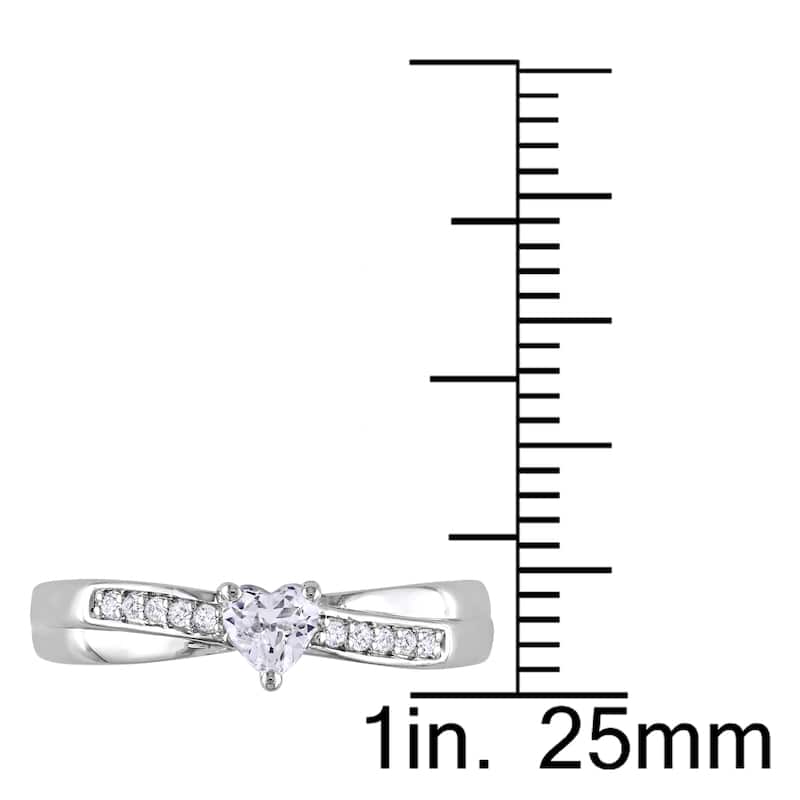 Miadora Sterling Silver Created White Sapphire and Diamond Accent Heart Promise Ring (G-H, I2-I3)