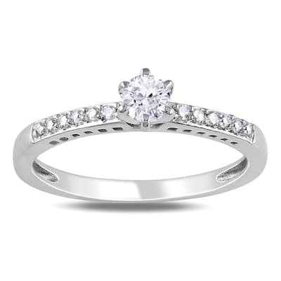 Miadora Sterling Silver Created White Sapphire and Diamond Accent Promise Ring