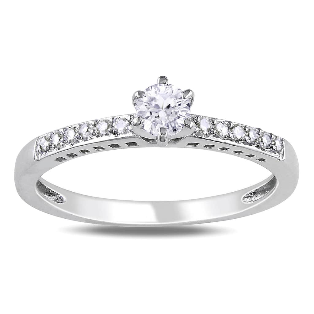 Miadora Sterling Silver Created White Sapphire and Diamond Accent Promise Ring