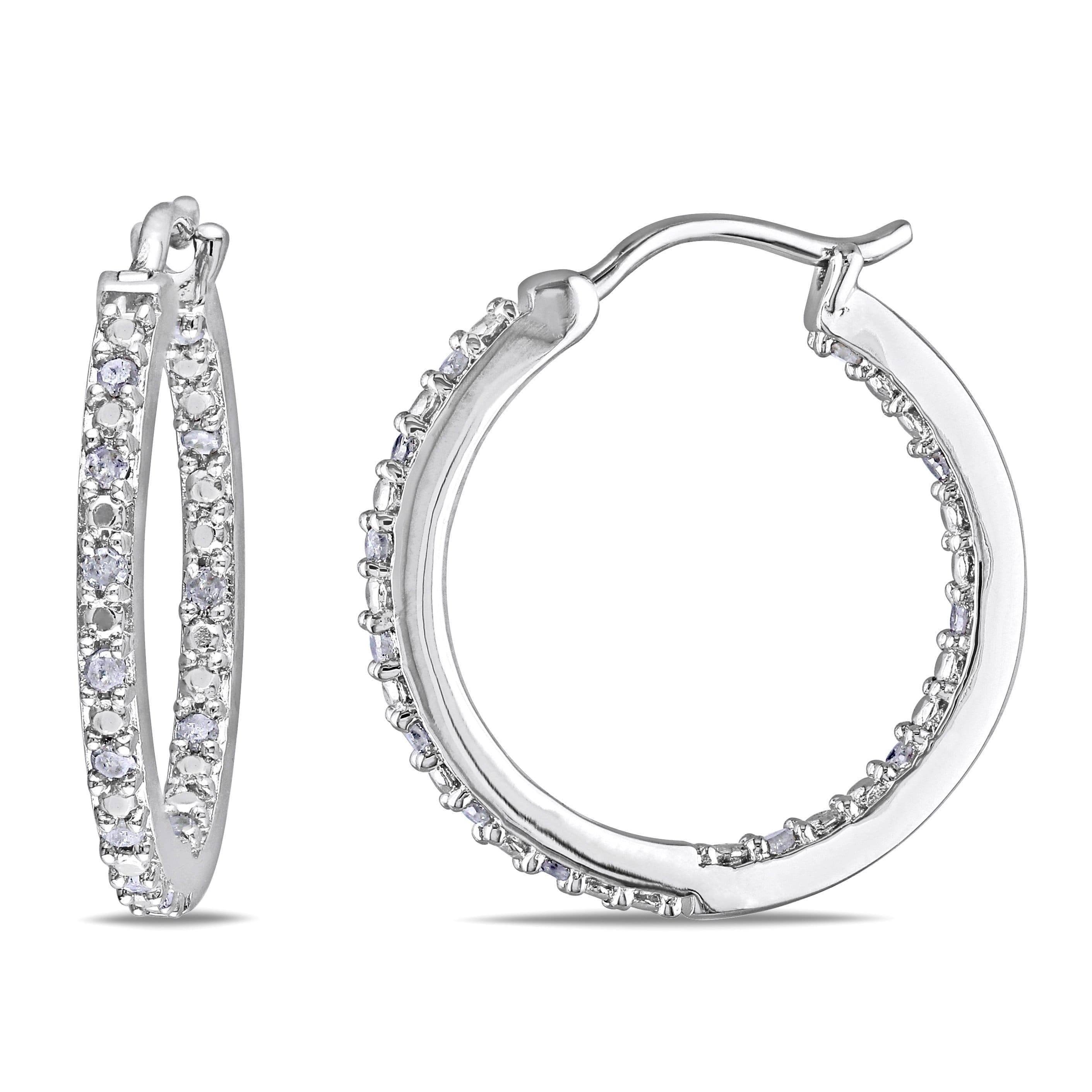 Miadora Sterling Silver 1 4ct Tdw Diamond Hoop Earrings Medium Miadora Sterling Silver 1 4ct Tdw Diamond Hoop Earrings Medium