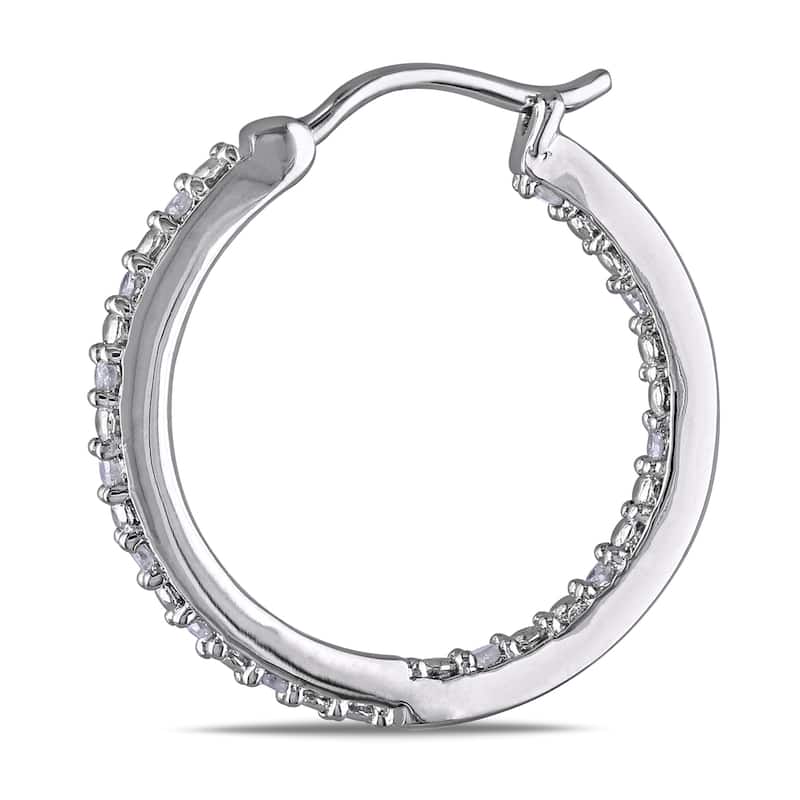 Miadora Sterling Silver 1/4ct TDW Diamond Hoop Earrings