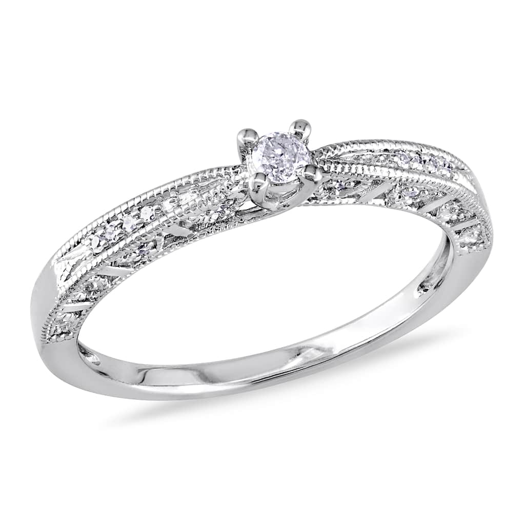Miadora Sterling Silver Diamond Promise Ring