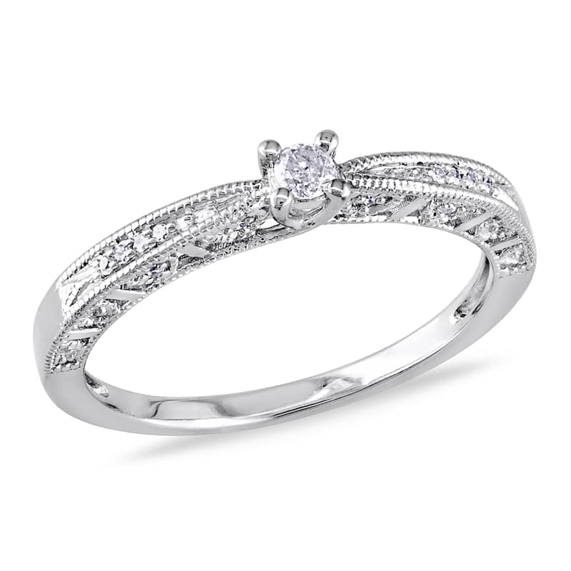 Miadora Sterling Silver Diamond Promise Ring - 5