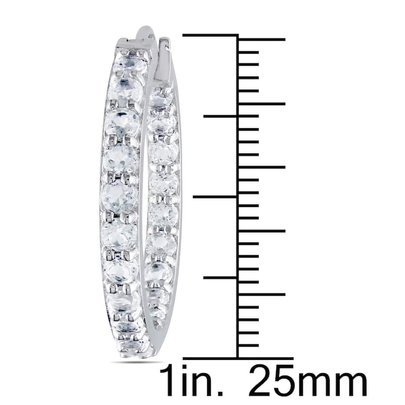 Miadora Sterling Silver Created White Sapphire Hoop Earrings