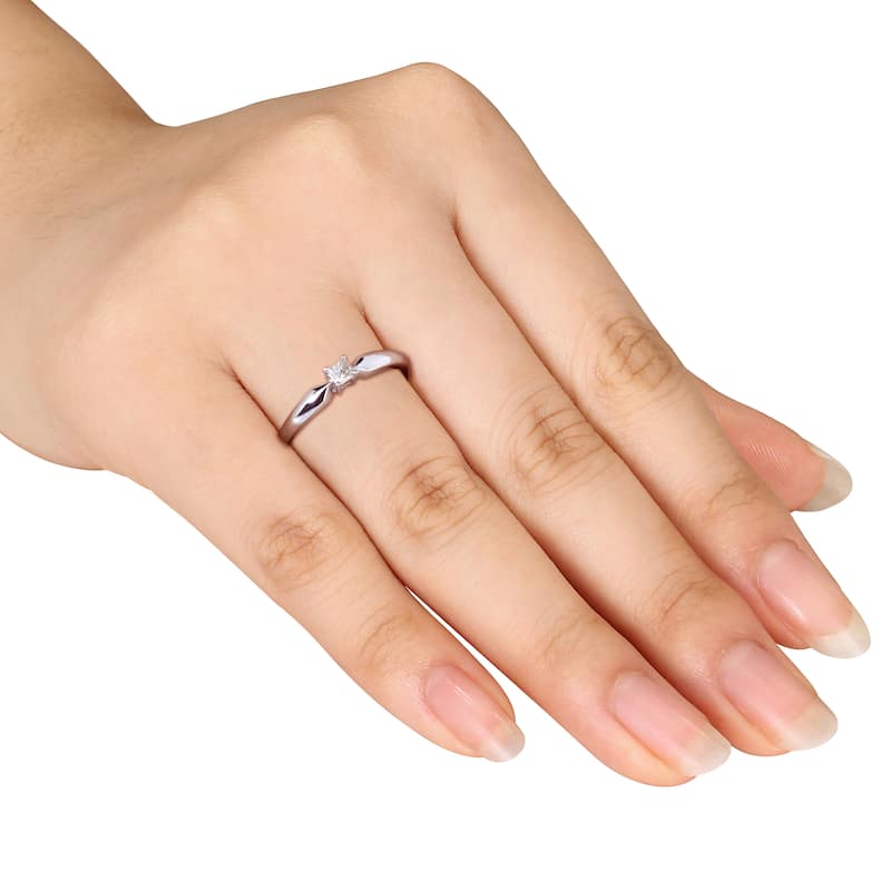 Miadora Sterling Silver 1/10ct TDW Princess Diamond Ring