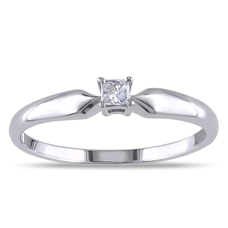 Miadora Sterling Silver 1/10ct TDW Princess Diamond Ring - 5