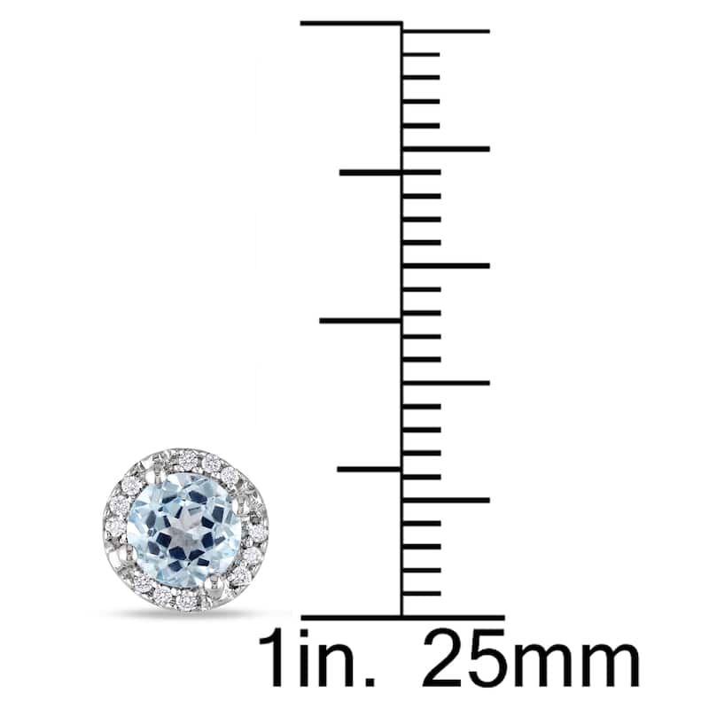 Miadora Sterling Silver 1ct TGW Blue Topaz and Diamond Halo Stud Earrings