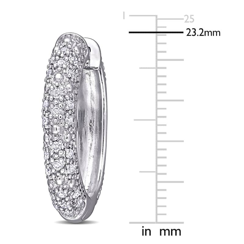 Miadora Sterling Silver 1/2ct TDW Diamond Hoop Earrings - 23.4 mm x 4.4 mm - 23.4 mm x 4.4 mm