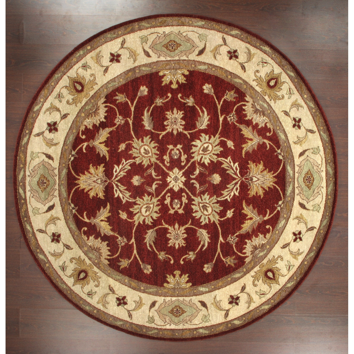 Hand knotted Ziegler Rust Beige Vegetable Dyes Wool Rug (4 Round)