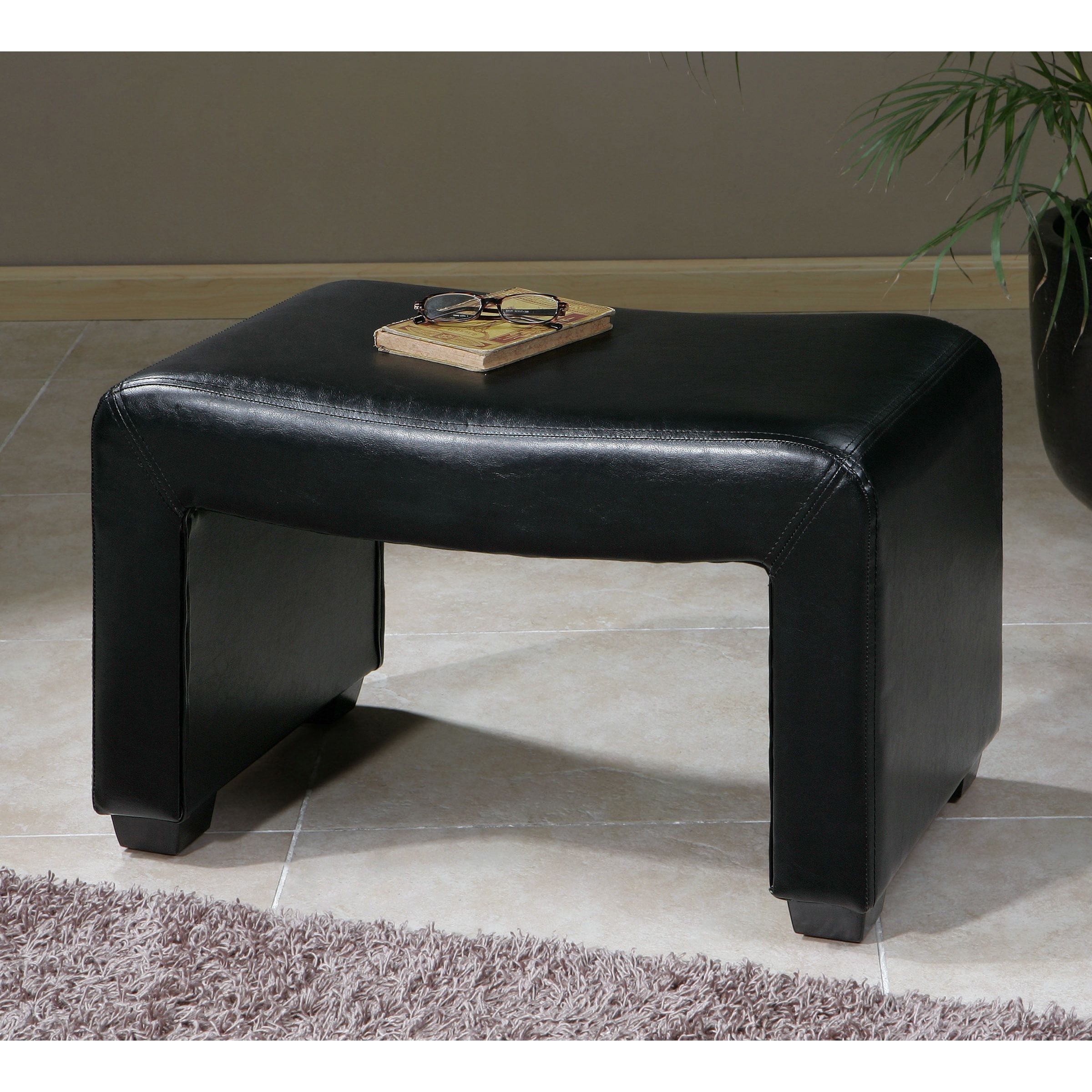 Pepina Black Faux Leather Bench