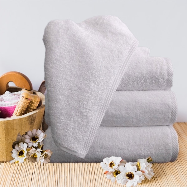 Classic White 100-percent Turkish Cotton Soft & Luxury Bath Towel Set of 4 - 24" x 48"