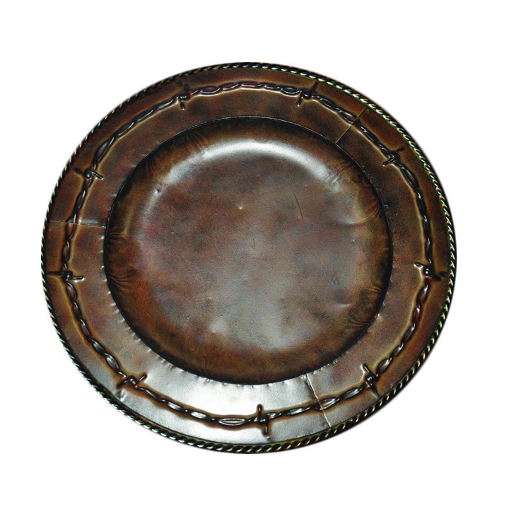 Cowboy Living Barbwire Embossed Rustic Iron Charger Plate