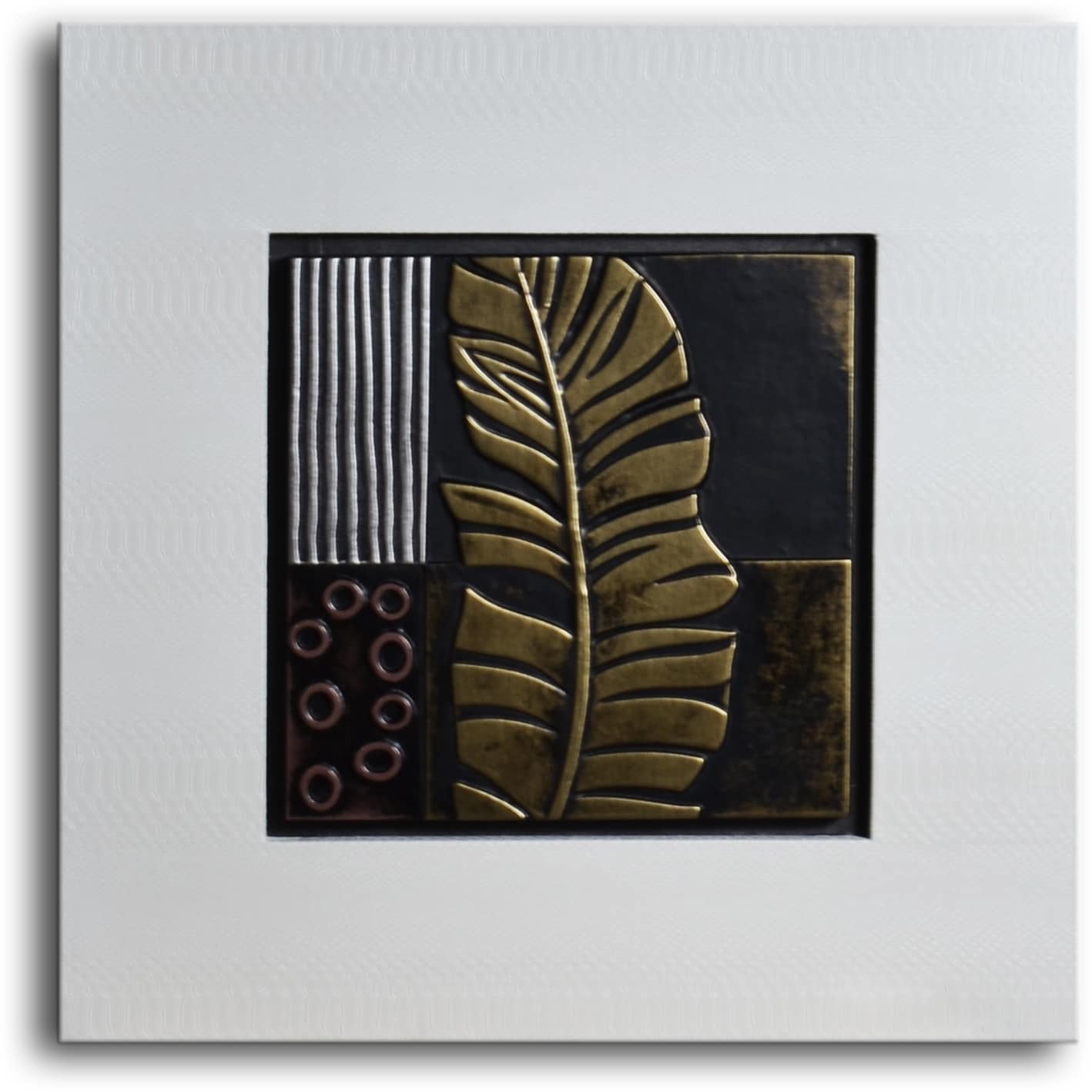 Handmade Embossed Banana Frond Leather Wall Art