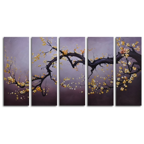 Shop Hand-painted 'Japanese Branch Charcoal Sky' Oil Painting - On Sale ...