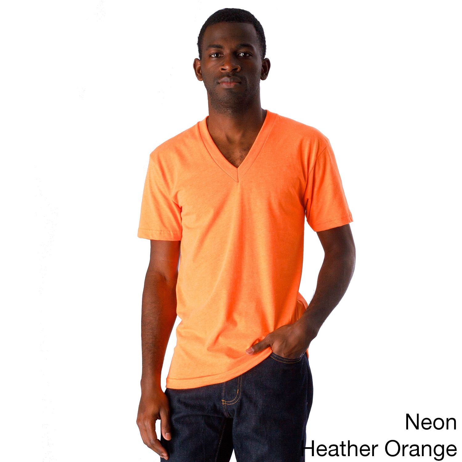 American Apparel American Apparel Unisex Poly cotton Short Sleeve V neck Orange Size XS