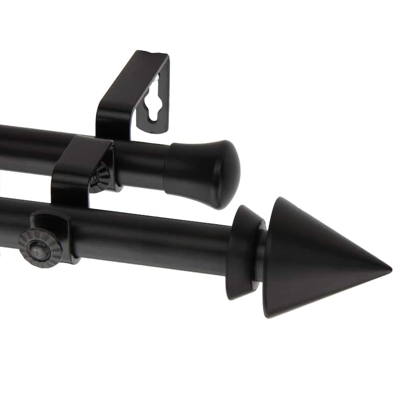 InStyleDesign Summit Adjustable Double Curtain Rod - 28 to 48 inches - Black
